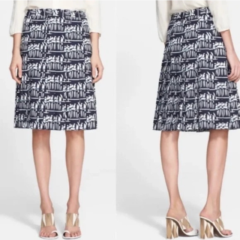 Tory Burch Navy Patterned Skirt